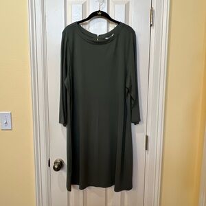 Tommy Bahama Darcy Midi Dress Modal Olive 3/4 Sleeve Sz XL Minimalist Coastal